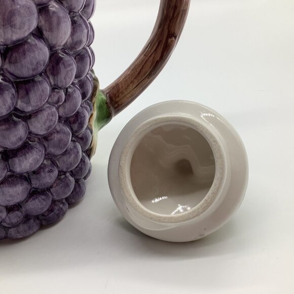 Majolica Vintage Grape Designed Pitcher, Made in Portugal Collectible Serveware - Picture 8 of 12